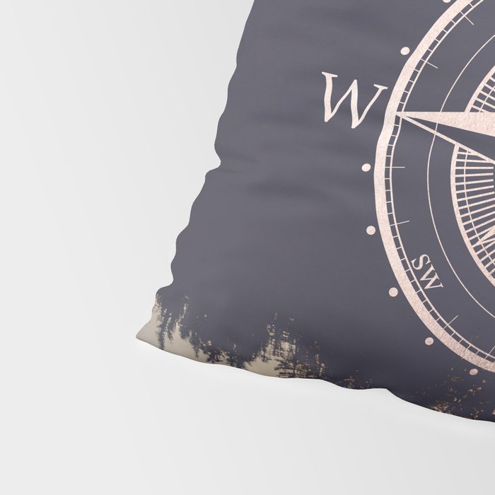 Rose Gold Compass Forest Pillow Sham Gallery Image 4