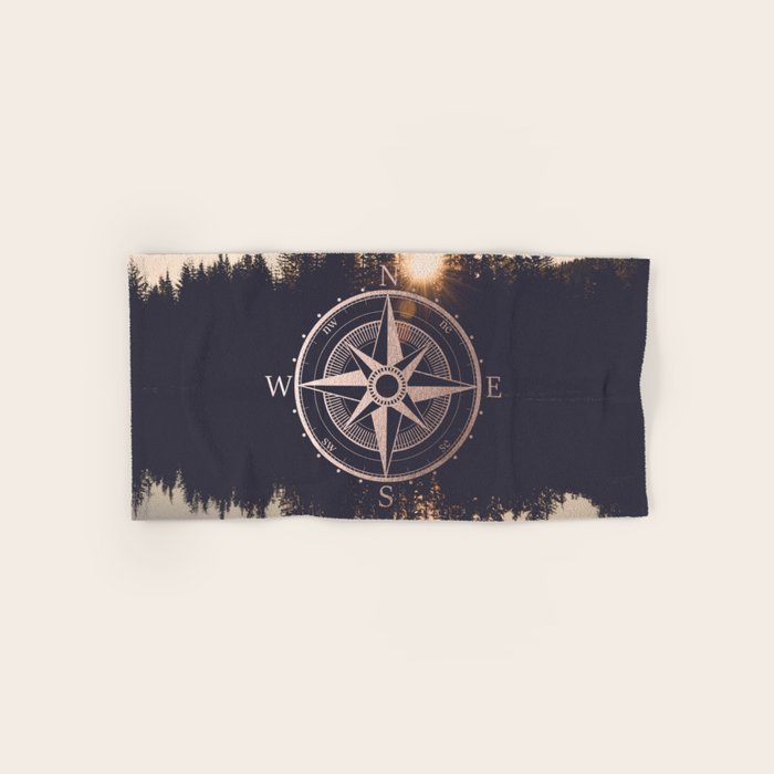 Rose Gold Compass Forest Bath Towel Gallery Image 1