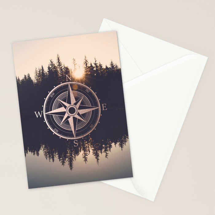 Rose Gold Compass Forest Stationery Card Gallery Image 2