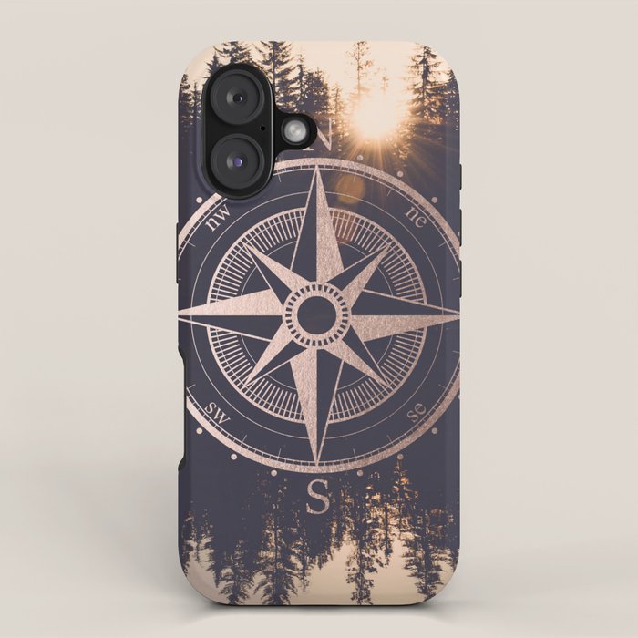 Rose Gold Compass Forest iPhone Case Gallery Image 1