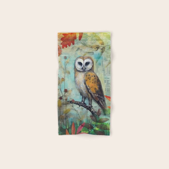 Colorful Owl Forest Garden Indian Summer Flora And Wildlife Bath Towel Gallery Image 1