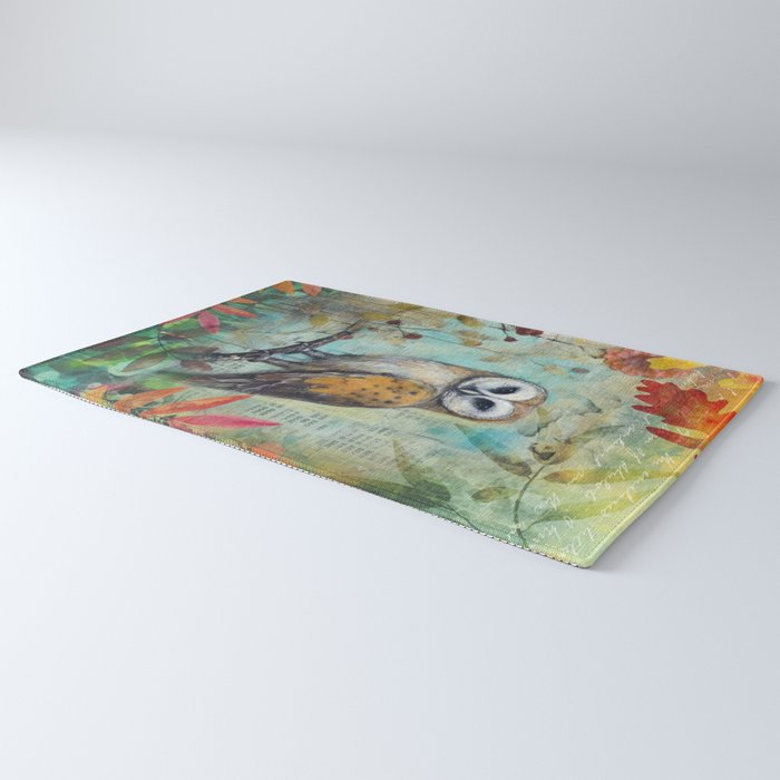 Colorful Owl Forest Garden Indian Summer Flora And Wildlife Rug Gallery Image 3