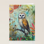 Colorful Owl Forest Garden Indian Summer Flora And Wildlife Stationery Card Gallery Image 2