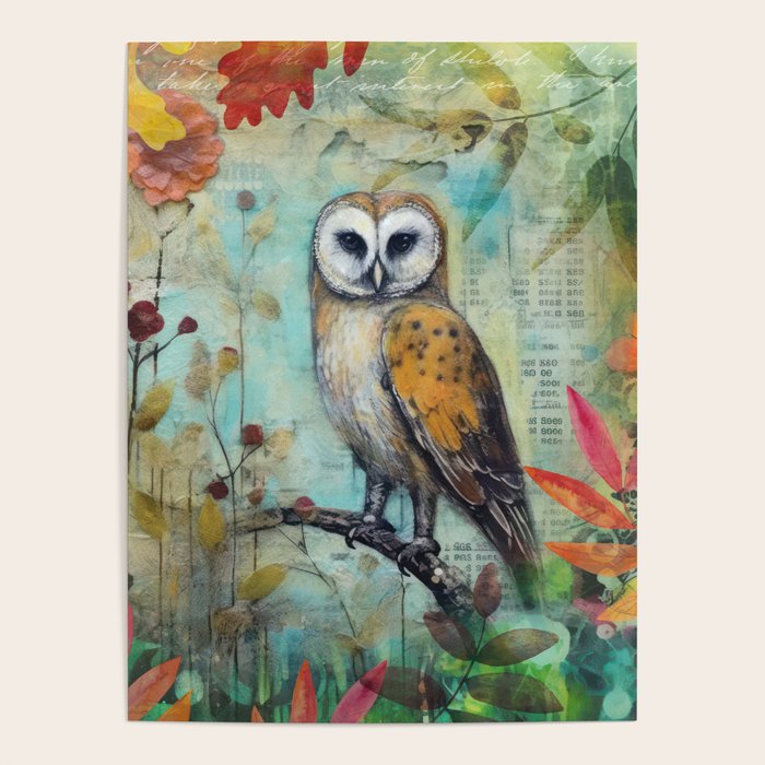 Colorful Owl Forest Garden Indian Summer Flora And Wildlife Poster Gallery Image 1
