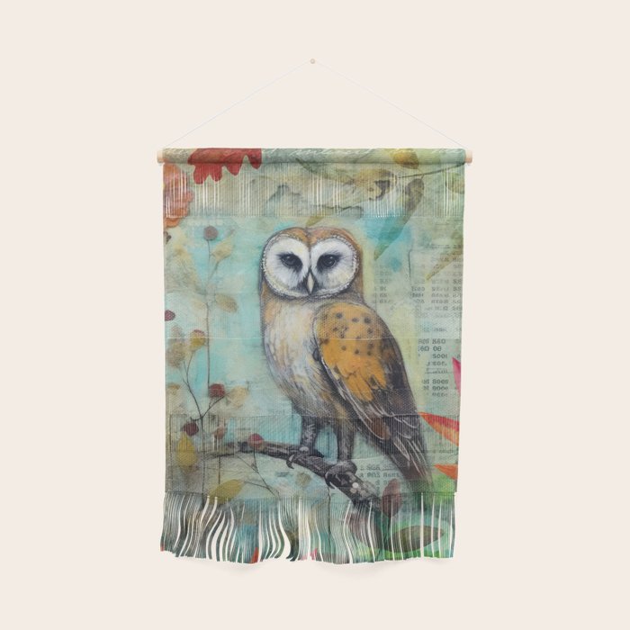 Colorful Owl Forest Garden Indian Summer Flora And Wildlife Wall Hanging Gallery Image 1