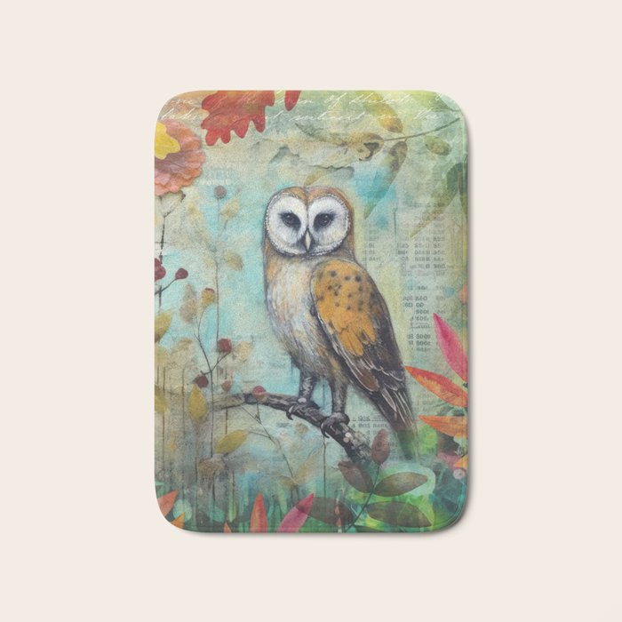 Colorful Owl Forest Garden Indian Summer Flora And Wildlife Bath Mat Gallery Image 1