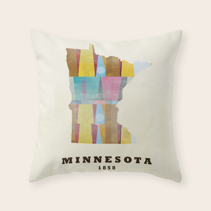 Minnesota state map modern Throw Pillow Gallery Image 6