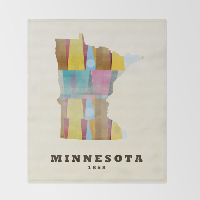 Minnesota state map modern Throw Blanket Gallery Image 2