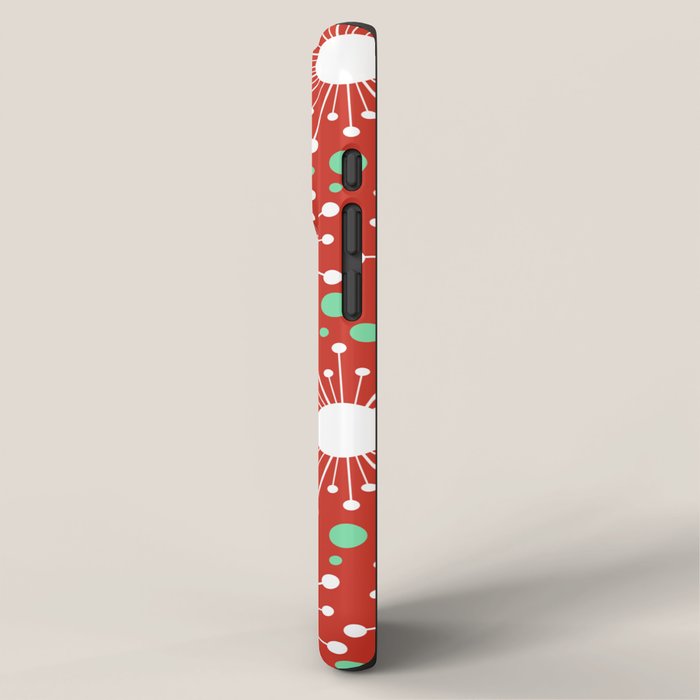Christmas Holiday MidCentury Modern Atomic Snowflakes in Red Green and White iPhone Case Gallery Image 2
