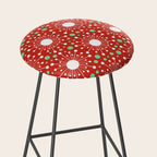 Christmas Holiday MidCentury Modern Atomic Snowflakes in Red Green and White Stool Gallery Image 2