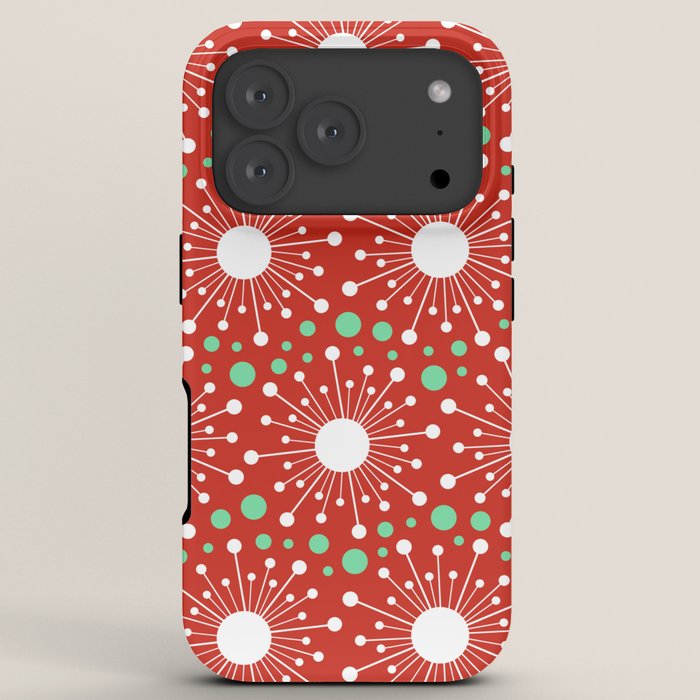 Christmas Holiday MidCentury Modern Atomic Snowflakes in Red Green and White iPhone Case Gallery Image 7