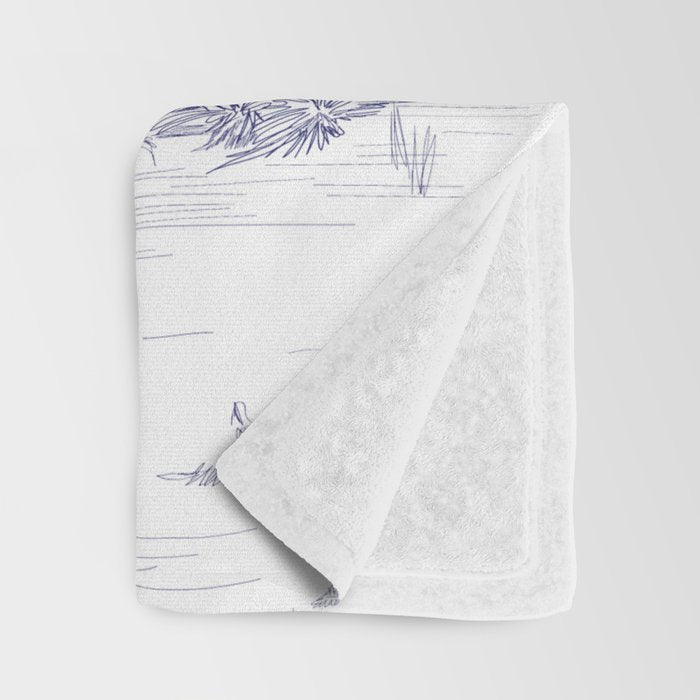 Toile de Jouy Vintage French Navy Blue White Pattern Throw Blanket Gallery Image 3