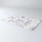 Toile de Jouy Vintage French Navy Blue White Pattern Rug Gallery Image 3