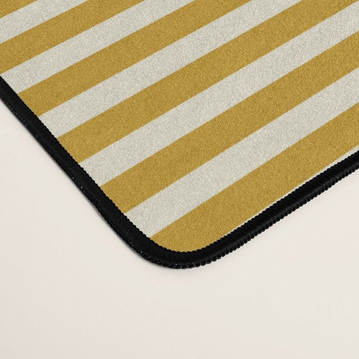 Narrow Stripes in Mustard Ochre and Cream Desk Mat Gallery Image 4