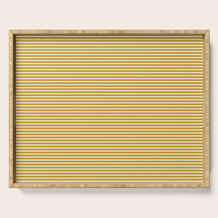 Narrow Stripes in Mustard Ochre and Cream Serving Tray Gallery Image 1