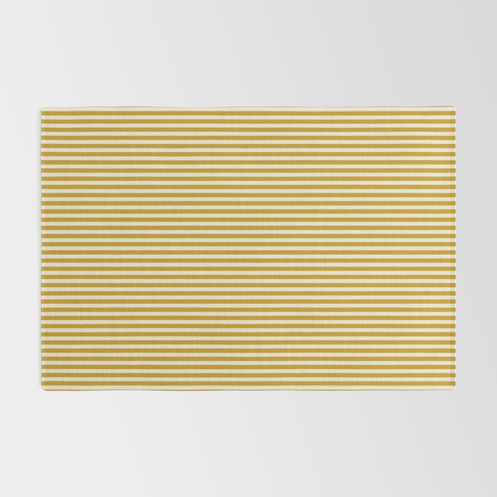 Narrow Stripes in Mustard Ochre and Cream Rug Gallery Image 2