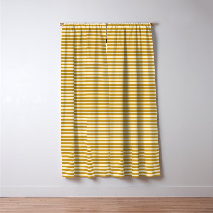 Narrow Stripes in Mustard Ochre and Cream Window Curtain Gallery Image 3