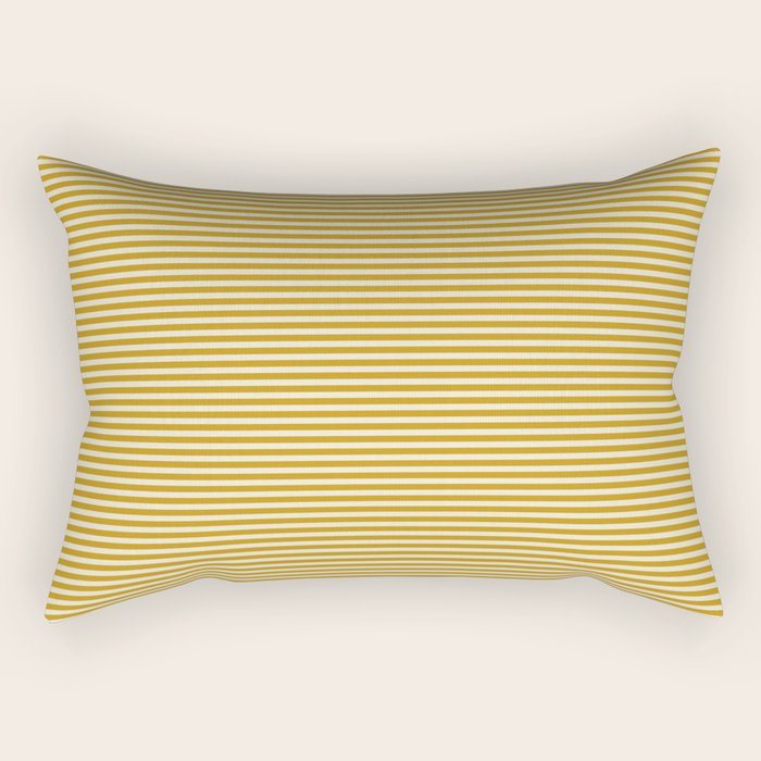 Narrow Stripes in Mustard Ochre and Cream Rectangular Pillow Gallery Image 1