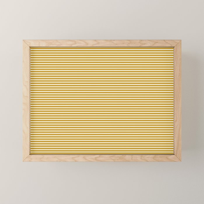 Narrow Stripes in Mustard Ochre and Cream Mini Art Print Gallery Image 1