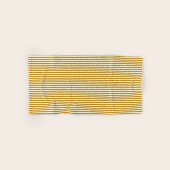 Narrow Stripes in Mustard Ochre and Cream Bath Towel Gallery Image 1