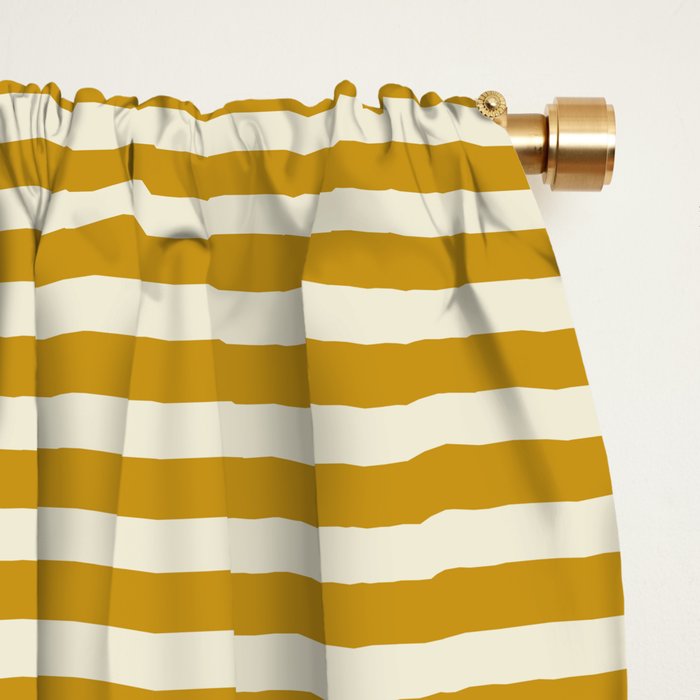 Narrow Stripes in Mustard Ochre and Cream Window Curtain Gallery Image 2