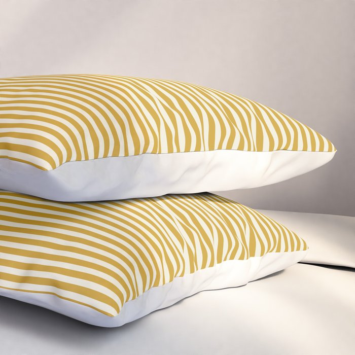 Narrow Stripes in Mustard Ochre and Cream Pillow Sham Gallery Image 3