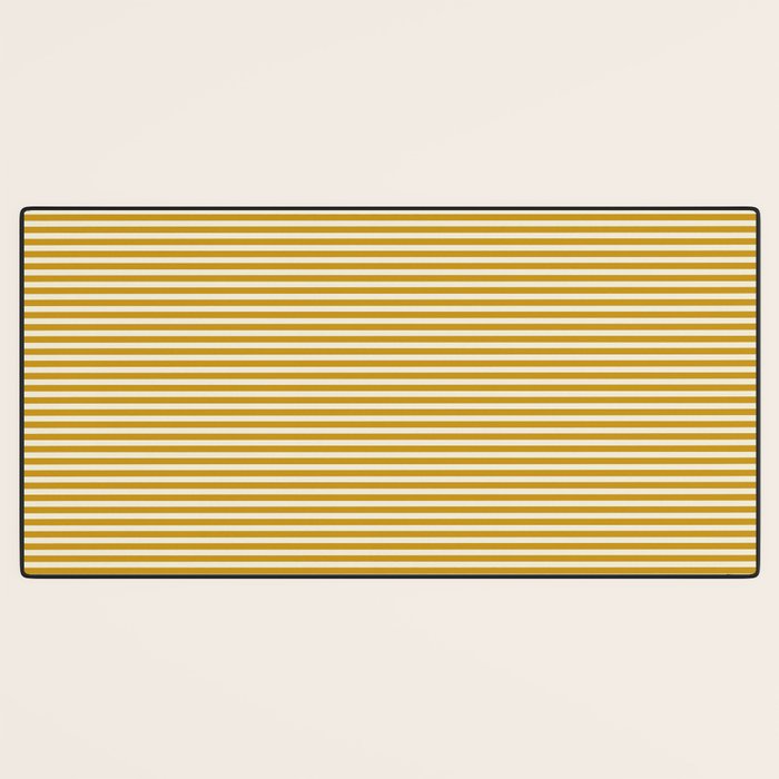 Narrow Stripes in Mustard Ochre and Cream Desk Mat Gallery Image 3
