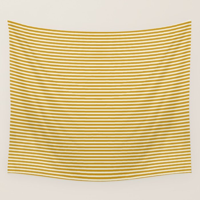 Narrow Stripes in Mustard Ochre and Cream Wall Tapestry Gallery Image 4