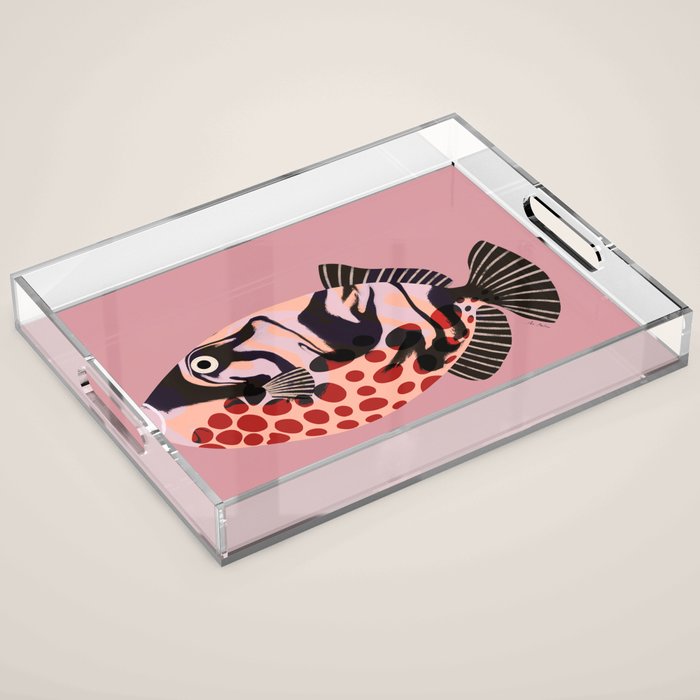 Tropical Fish with Red Polka Dots Acrylic Tray Gallery Image 1