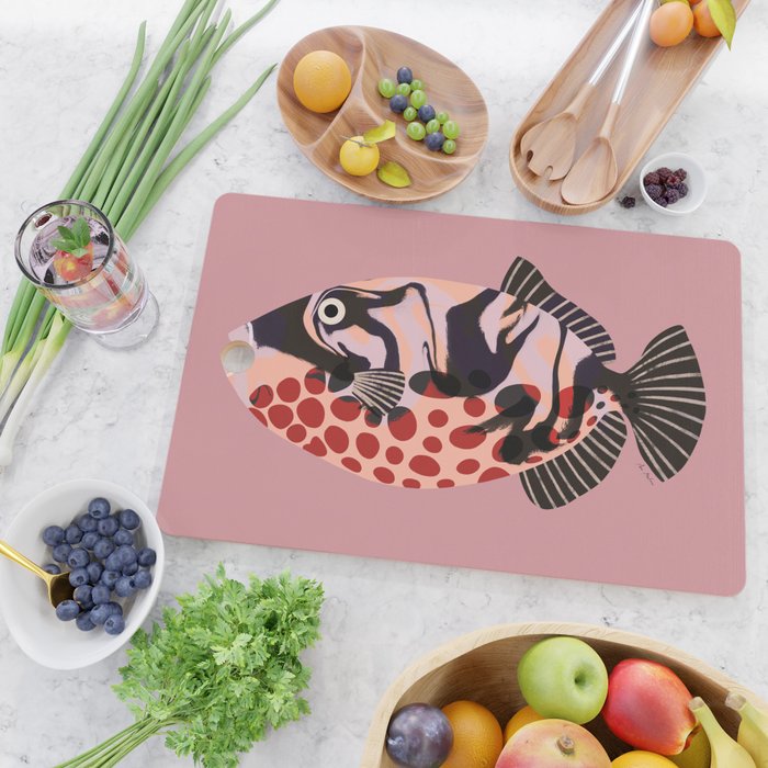 Tropical Fish with Red Polka Dots Cutting Board Gallery Image 2