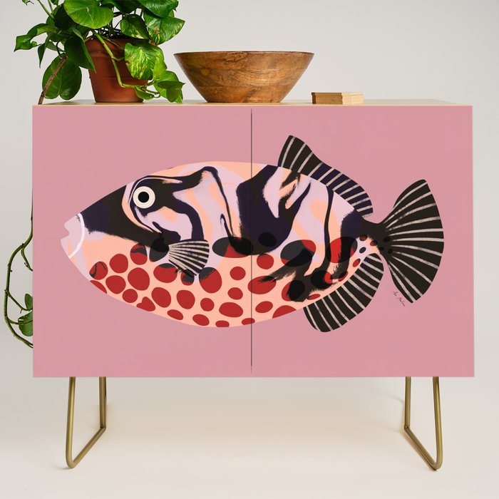 Tropical Fish with Red Polka Dots Credenza Gallery Image 1
