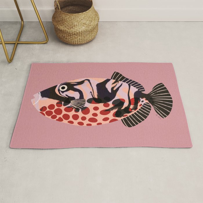 Tropical Fish with Red Polka Dots Rug Gallery Image 1