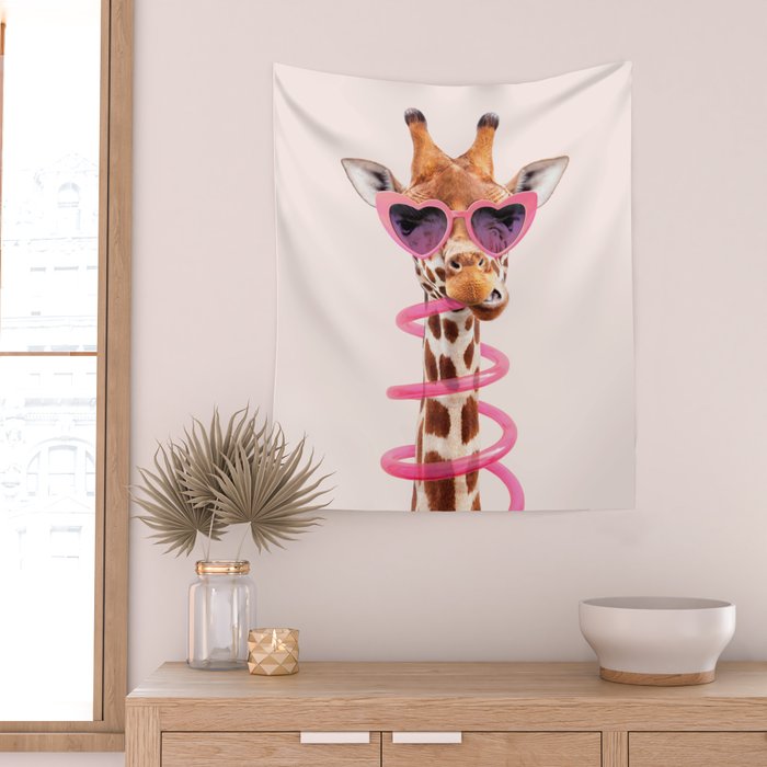 THIRSTY GIRAFFE Wall Tapestry Gallery Image 2