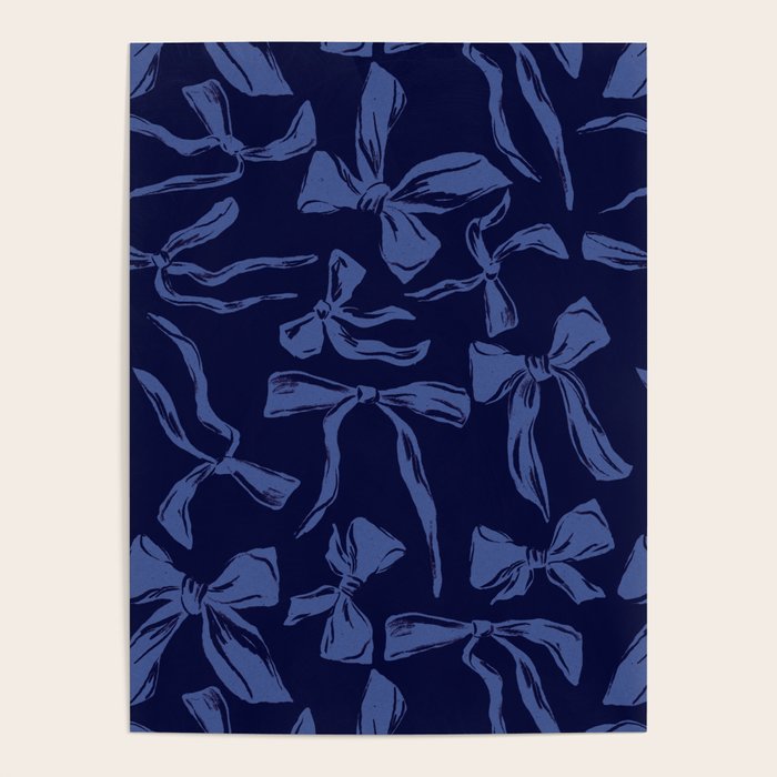 Blue bow pattern with dark background Poster Gallery Image 1