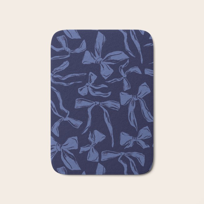 Blue bow pattern with dark background Bath Mat Gallery Image 1