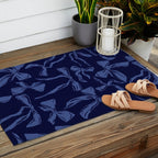 Blue bow pattern with dark background Outdoor Rug Gallery Image 2