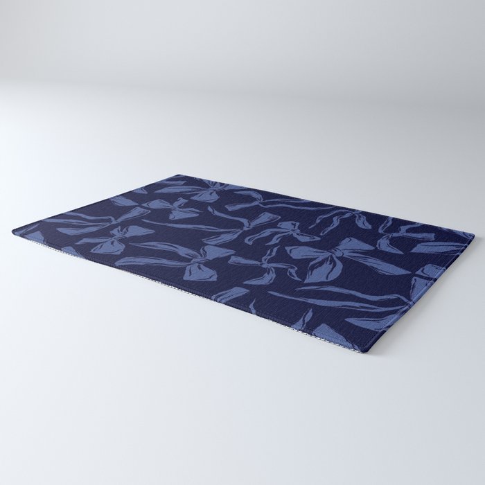 Blue bow pattern with dark background Rug Gallery Image 3