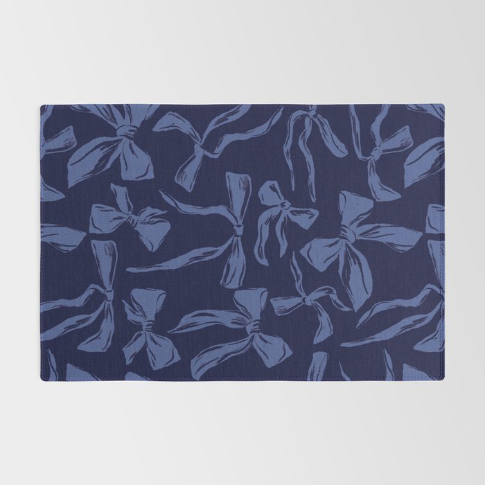 Blue bow pattern with dark background Rug Gallery Image 2