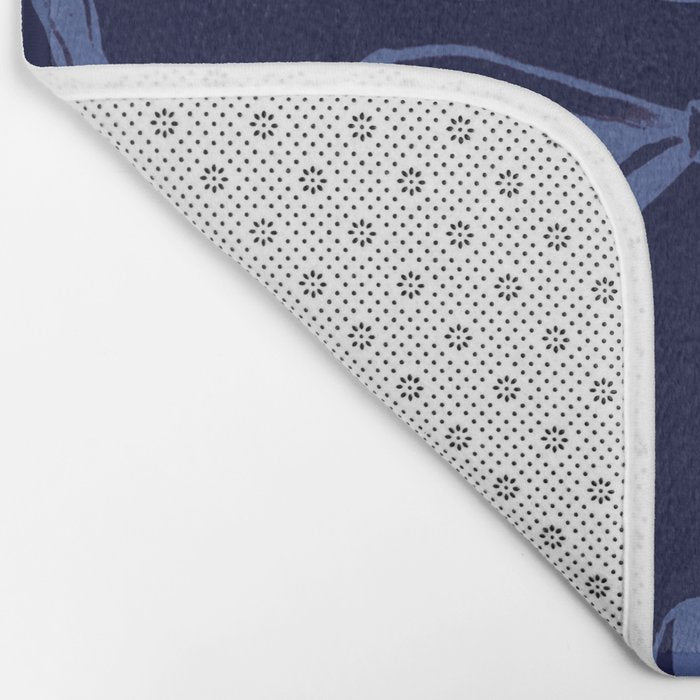 Blue bow pattern with dark background Bath Mat Gallery Image 2