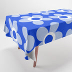 Blue Maisie Flowers Cheerful Floral Pattern in Royal Blue and Light Blue Tablecloth Gallery Image 1