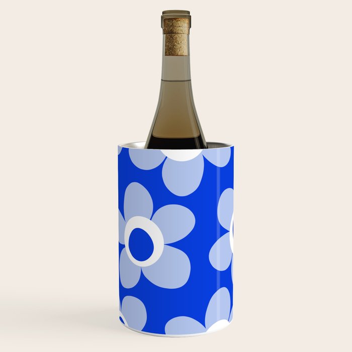 Blue Maisie Flowers Cheerful Floral Pattern in Royal Blue and Light Blue Wine Chiller Gallery Image 3
