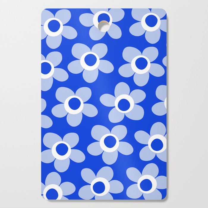 Blue Maisie Flowers Cheerful Floral Pattern in Royal Blue and Light Blue Cutting Board Gallery Image 1