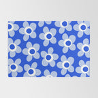 Blue Maisie Flowers Cheerful Floral Pattern in Royal Blue and Light Blue Rug Gallery Image 2