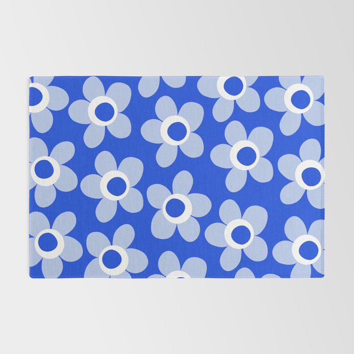 Blue Maisie Flowers Cheerful Floral Pattern in Royal Blue and Light Blue Rug Gallery Image 2