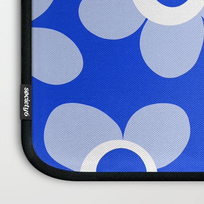 Blue Maisie Flowers Cheerful Floral Pattern in Royal Blue and Light Blue Laptop Sleeve Gallery Image 3