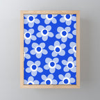 Blue Maisie Flowers Cheerful Floral Pattern in Royal Blue and Light Blue Mini Art Print Gallery Image 1