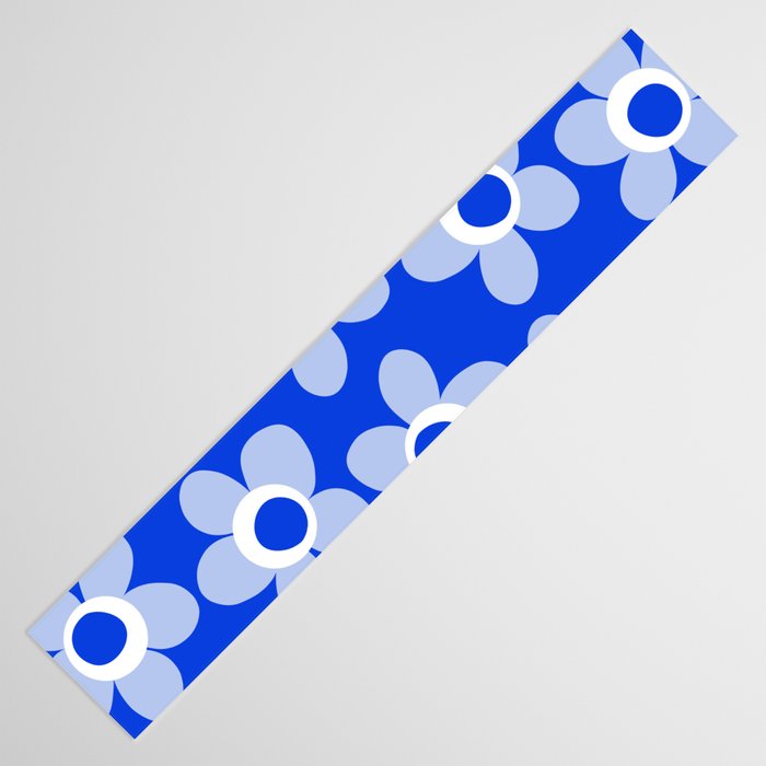Blue Maisie Flowers Cheerful Floral Pattern in Royal Blue and Light Blue Table Runner Gallery Image 3