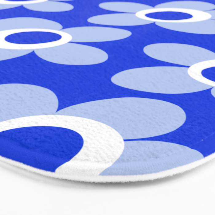 Blue Maisie Flowers Cheerful Floral Pattern in Royal Blue and Light Blue Bath Mat Gallery Image 3