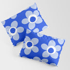 Blue Maisie Flowers Cheerful Floral Pattern in Royal Blue and Light Blue Pillow Sham Gallery Image 3