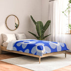 Blue Maisie Flowers Cheerful Floral Pattern in Royal Blue and Light Blue Comforter Gallery Image 2